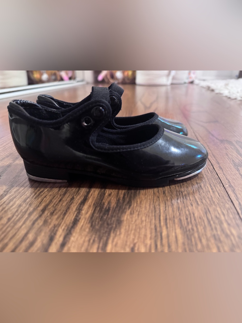 Capezio Girls Black Patent Mary Jane Tap Shoes 9.5 toddler